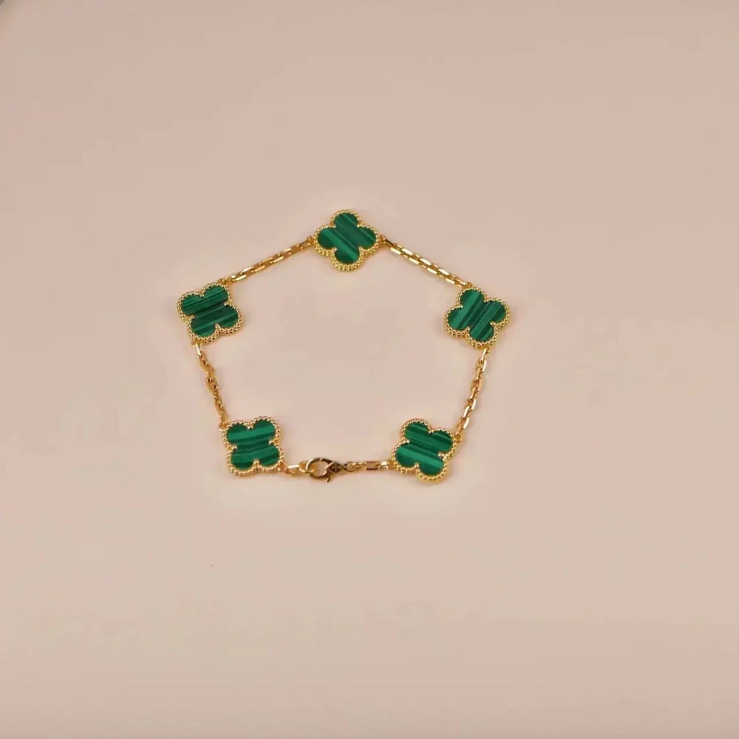 [Love Aura] CLOVER 5 MOTIF MALACHITE BRACELET COLLECTION