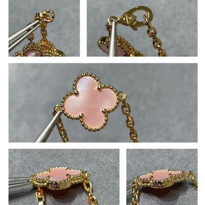 [Love Aura]CLOVER 10 MOTIFS PINK MOP NECKLACE
