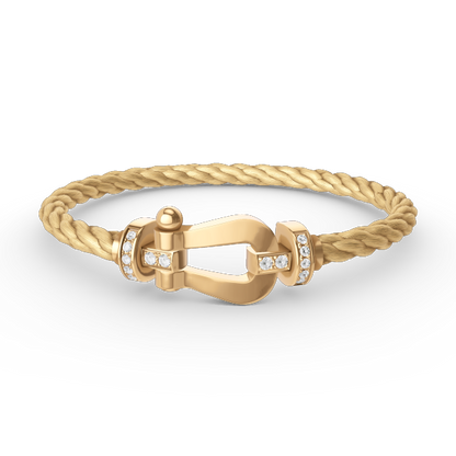 [Love Aura]FORCE LARGE HORSESHOE HALF DIAMOND BRACELET GOLD