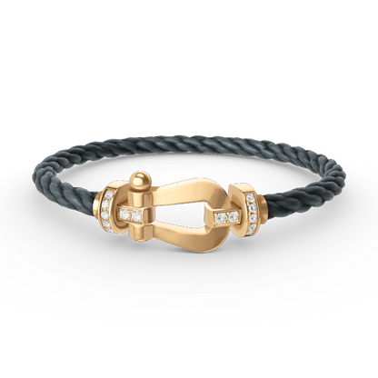 [Love Aura]FORCE LARGE HORSESHOE HALF DIAMOND BRACELET GOLD