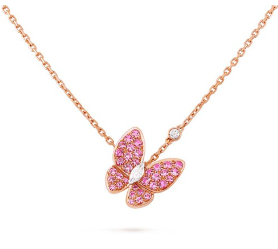 [Love Aura]BUTTERFLY RED DIAMOND ROSE GOLD NECKLACE