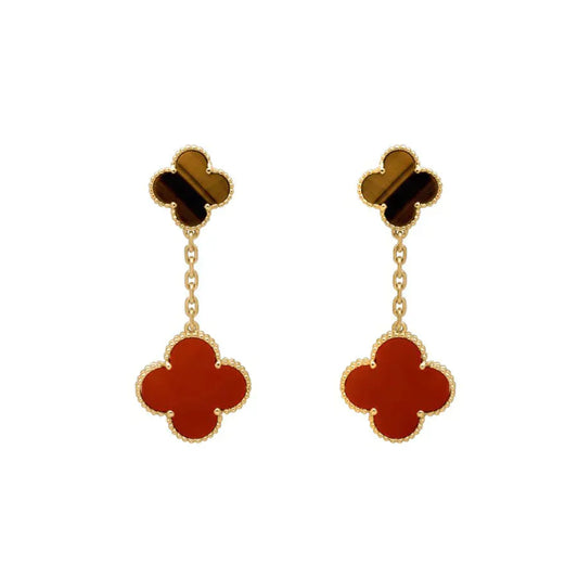 [Love Aura]CLOVER  2 MOTIF  TIGER EYE CARNELIAN EARRINGS