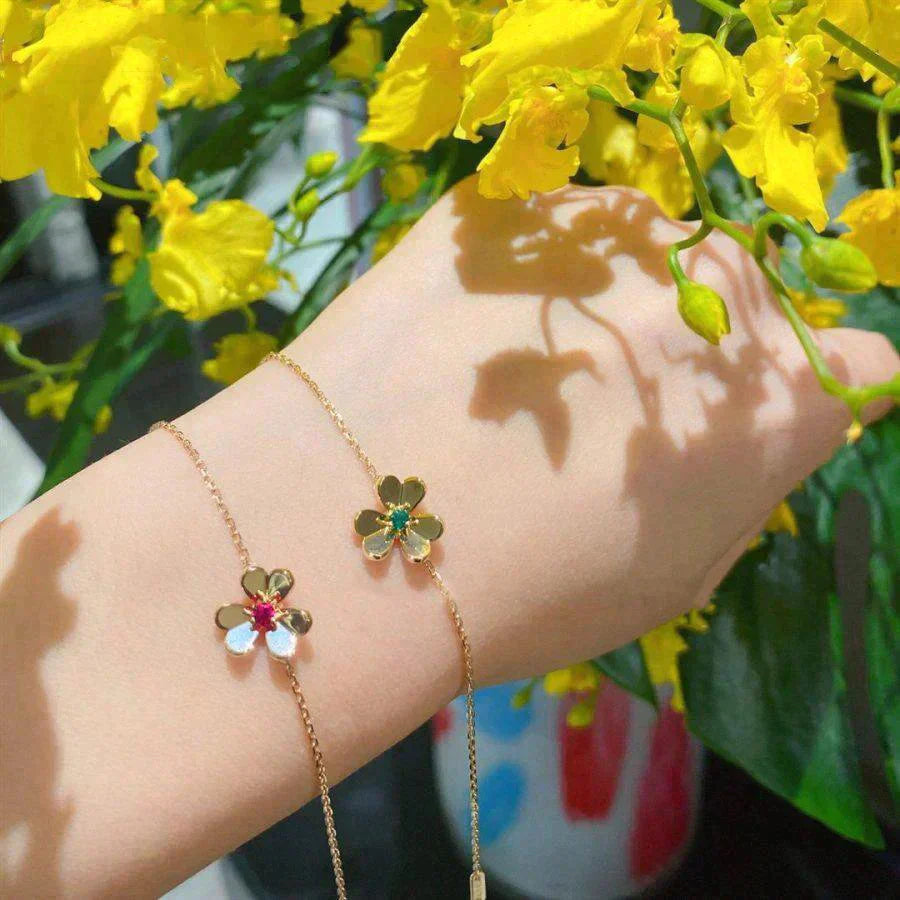 [Love Aura]FRIVOLE GOLD FLOWER PINK MALACHITE BRACELET