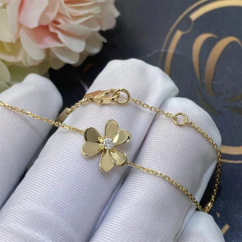 [Love Aura]FRIVOLE GOLD FLOWER PINK MALACHITE BRACELET