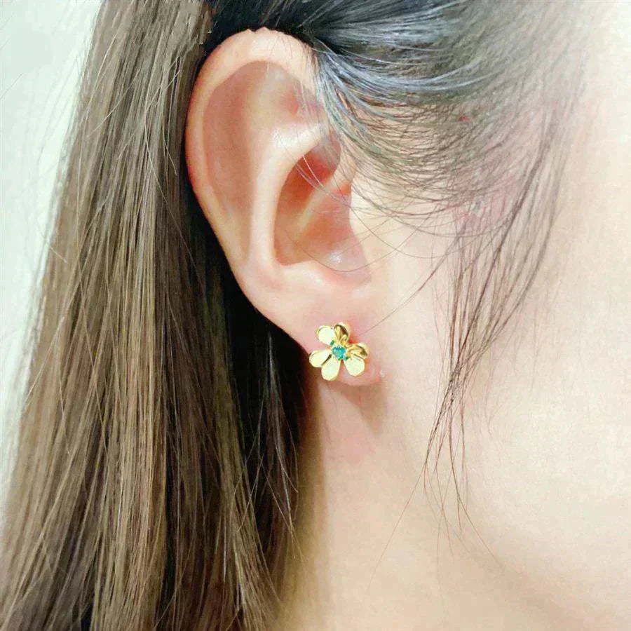 [Love Aura]FRIVOLE  FLOWER MALACHITE EARRINGS