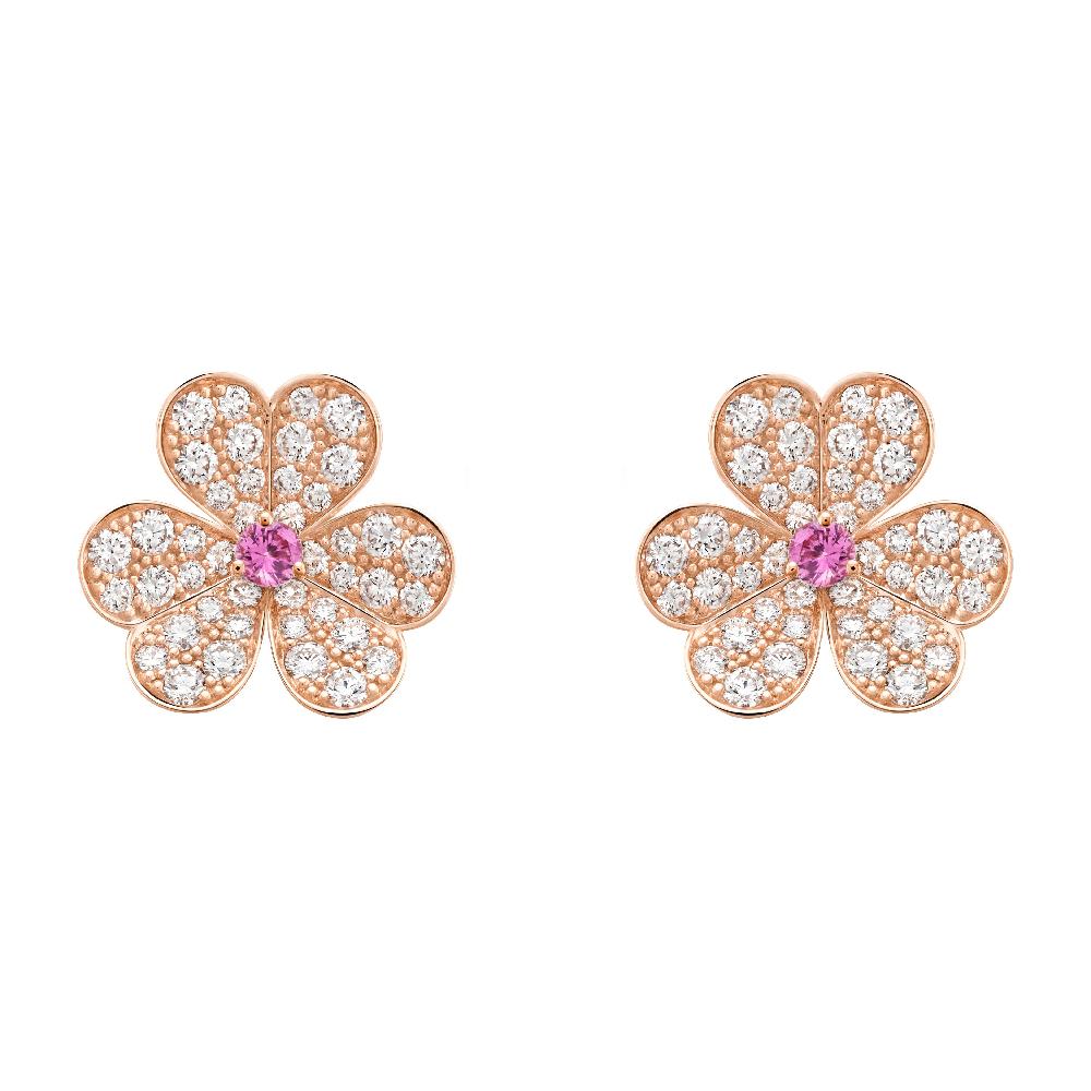 [Love Aura]FRIVOLE PINK GOLD FLOWER DIAMOND EARRINGS