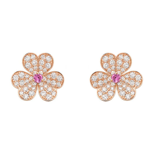 [Love Aura]FRIVOLE PINK GOLD FLOWER DIAMOND EARRINGS