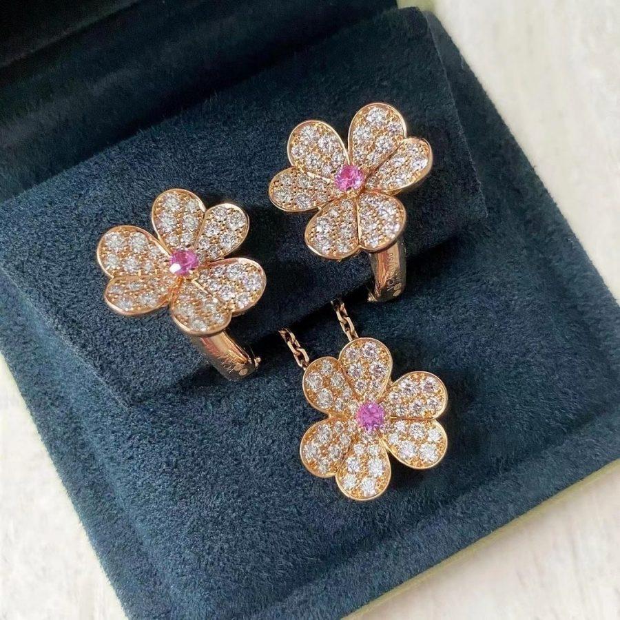 [Love Aura]FRIVOLE PINK GOLD FLOWER DIAMOND EARRINGS