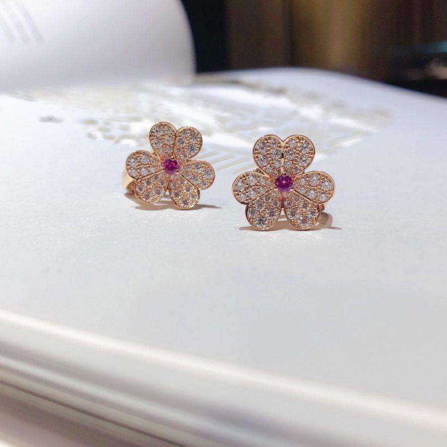 [Love Aura]FRIVOLE PINK GOLD FLOWER DIAMOND EARRINGS