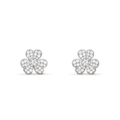 [Love Aura]FRIVOLE SILVER FLOWER DIAMOND EARRINGS