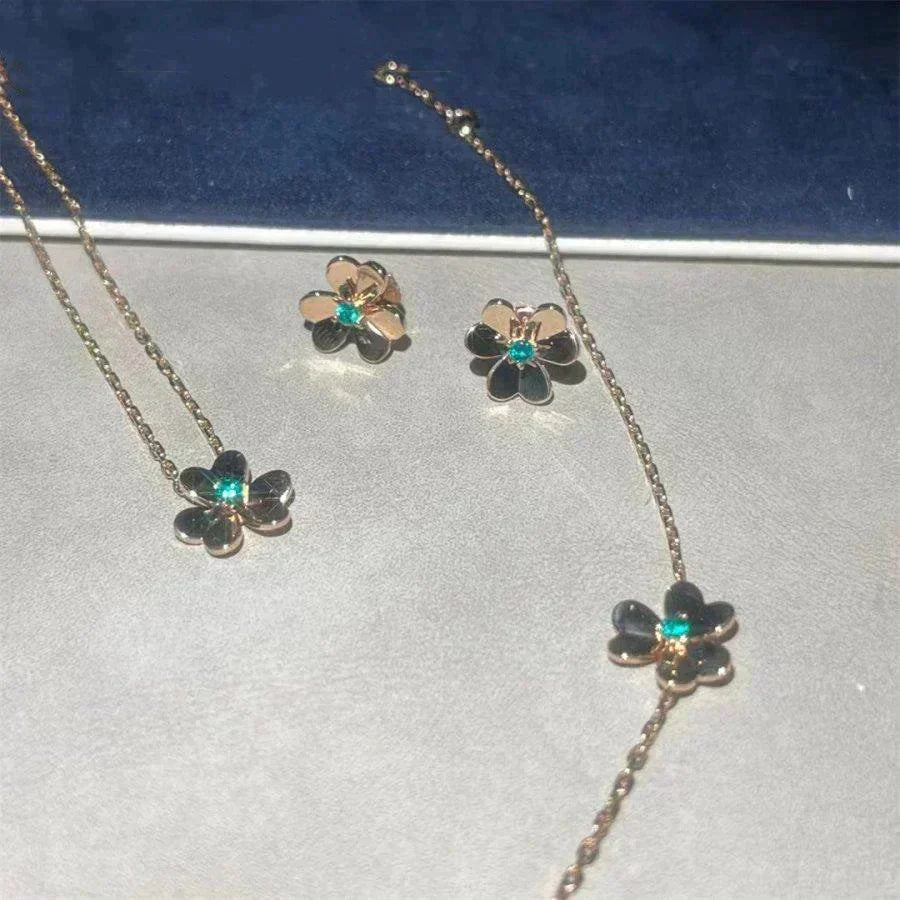 [Love Aura]FRIVOLE  FLOWER MALACHITE EARRINGS