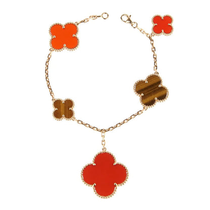 [Love Aura]CLOVER BRACELET 5 MOTIFS CARNELIAN TIGER EYE