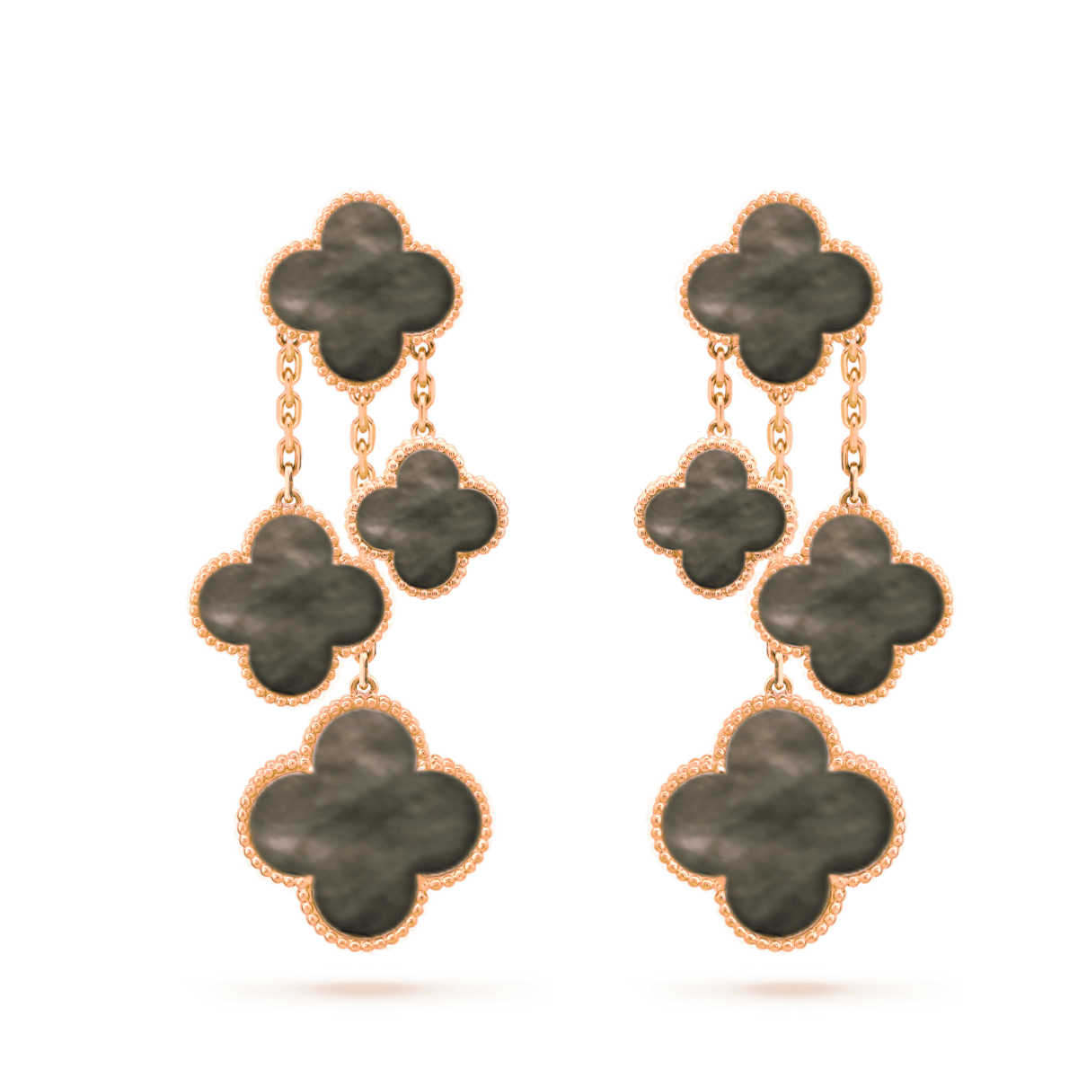 [Love Aura]CLOVER EARRINGS DARK MOP 4 MOTIFS ROSE GOLD