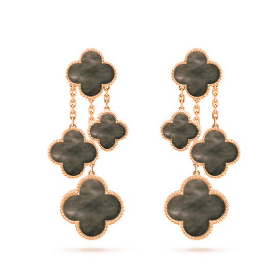 [Love Aura]CLOVER EARRINGS DARK MOP 4 MOTIFS ROSE GOLD
