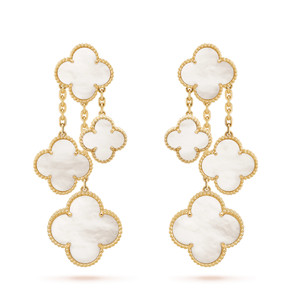 [Love Aura]CLOVER EARRINGS WHITE MOP 4 MOTIFS GOLD