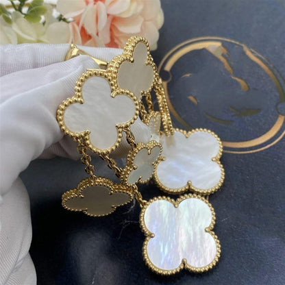 [Love Aura]CLOVER EARRINGS WHITE MOP 4 MOTIFS GOLD