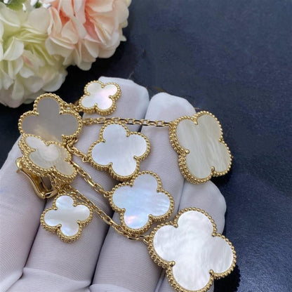 [Love Aura]CLOVER EARRINGS WHITE MOP 4 MOTIFS GOLD