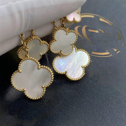 [Love Aura]CLOVER EARRINGS WHITE MOP 4 MOTIFS GOLD