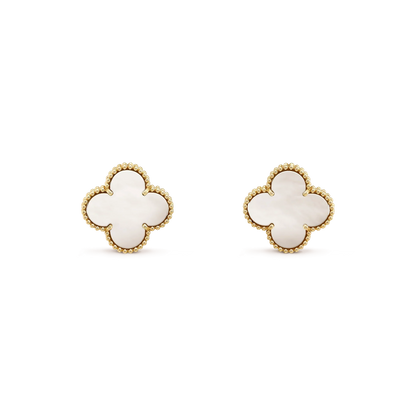 [Love Aura]CLOVER MEDIUM 1 MOTIFS  WHITE MOP STUD EARRINGS