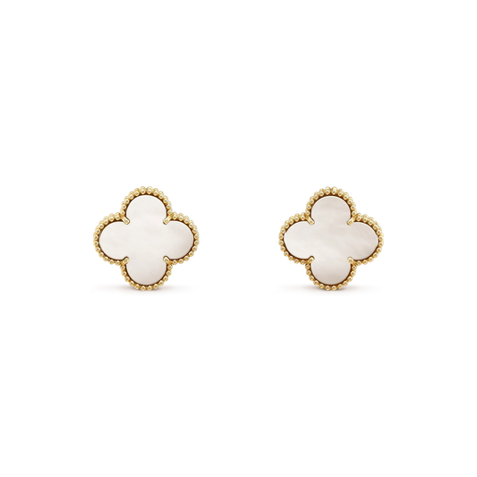 [Love Aura]CLOVER MEDIUM 1 MOTIFS  WHITE MOP STUD EARRINGS