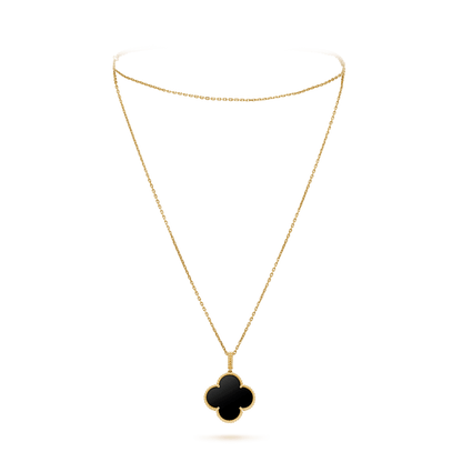 [Love Aura]CLOVER 25MM GOLD ONYX BIG CLOVER NECKLACE