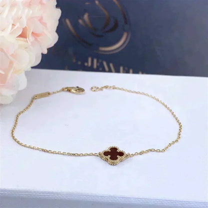 [Love Aura]CLOVER  CARNELIAN SINGLE FLOWER BRACELET