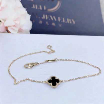 [Love Aura]CLOVER ONYX SINGLE FLOWER BRACELET