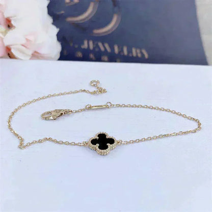 [Love Aura]CLOVER ONYX SINGLE FLOWER BRACELET