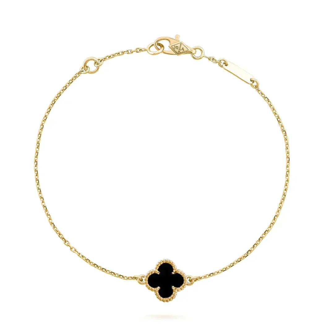 [Love Aura]CLOVER ONYX SINGLE FLOWER BRACELET