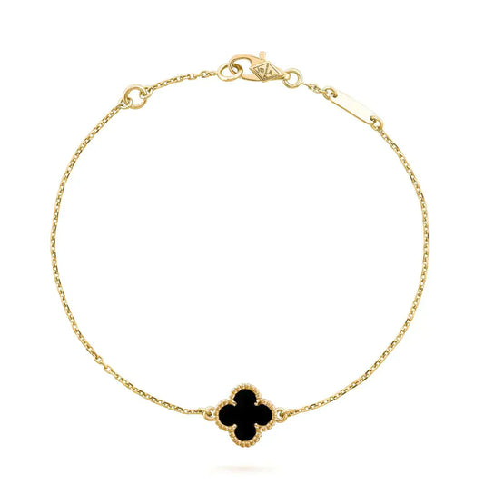 [Love Aura]CLOVER ONYX SINGLE FLOWER BRACELET