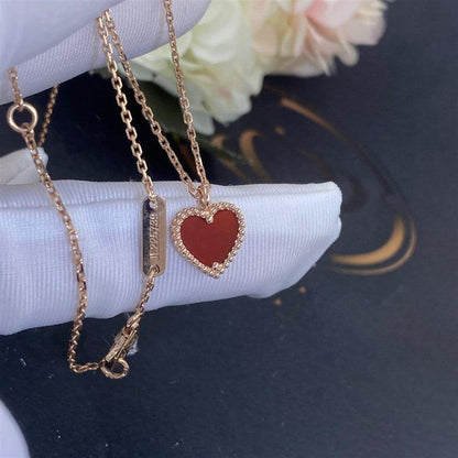[Love Aura]SWEET CLOVER CARNELIAN HEART NECKLACE