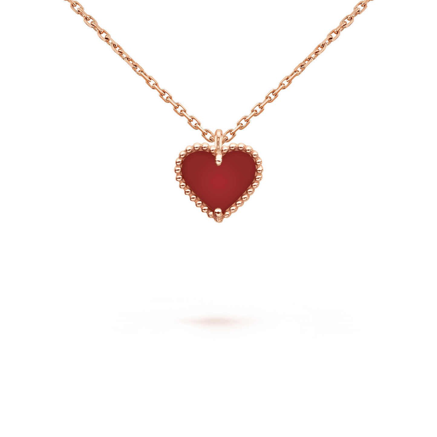 [Love Aura]SWEET CLOVER CARNELIAN HEART NECKLACE