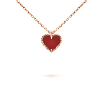 [Love Aura]SWEET CLOVER CARNELIAN HEART NECKLACE