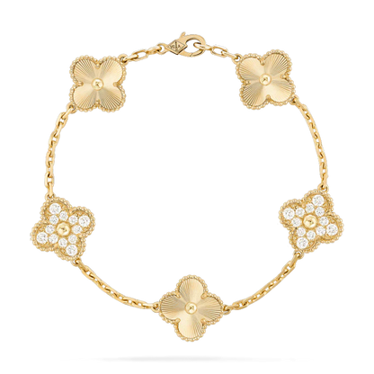 [Love Aura]CLOVER BRACELET 5 MOTIFS GOLD DIAMOND