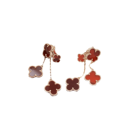 [Love Aura]CLOVER EARRINGS CARNELIAN 4 MOTIFS PINK GOLD