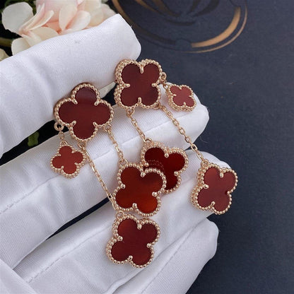 [Love Aura]CLOVER EARRINGS CARNELIAN 4 MOTIFS PINK GOLD