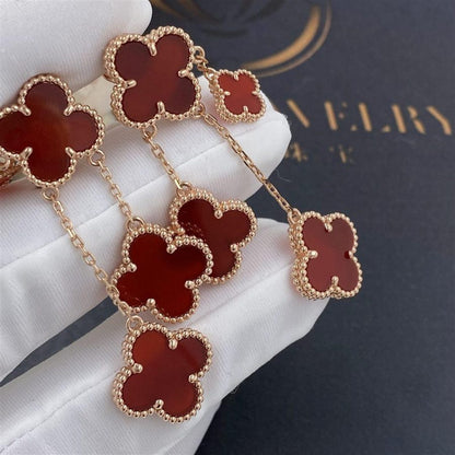 [Love Aura]CLOVER EARRINGS CARNELIAN 4 MOTIFS PINK GOLD