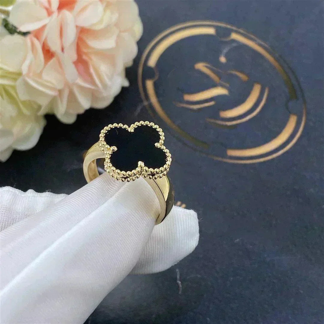 [Love Aura]CLOVER ONYX RING