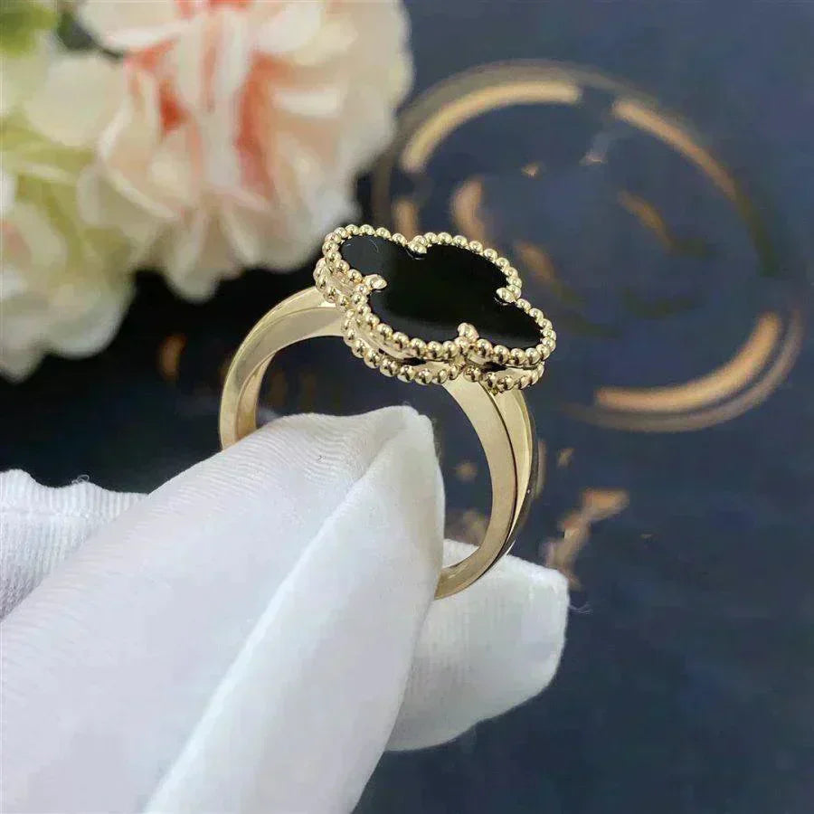 [Love Aura]CLOVER ONYX RING