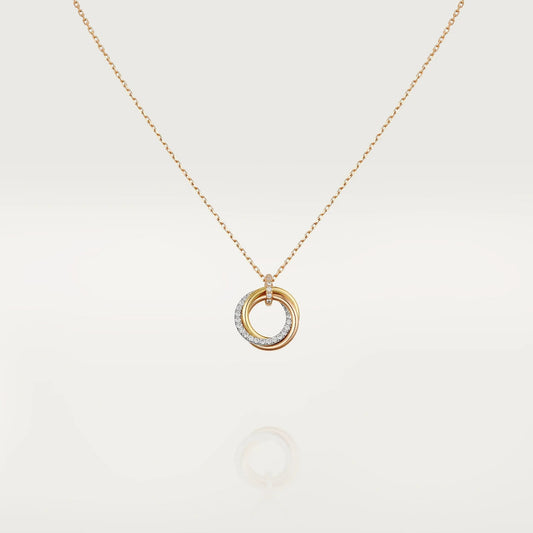 [Love Aura]TRINITY NECKLACE SILVER GOLD PINK GOLD DIAMONDS