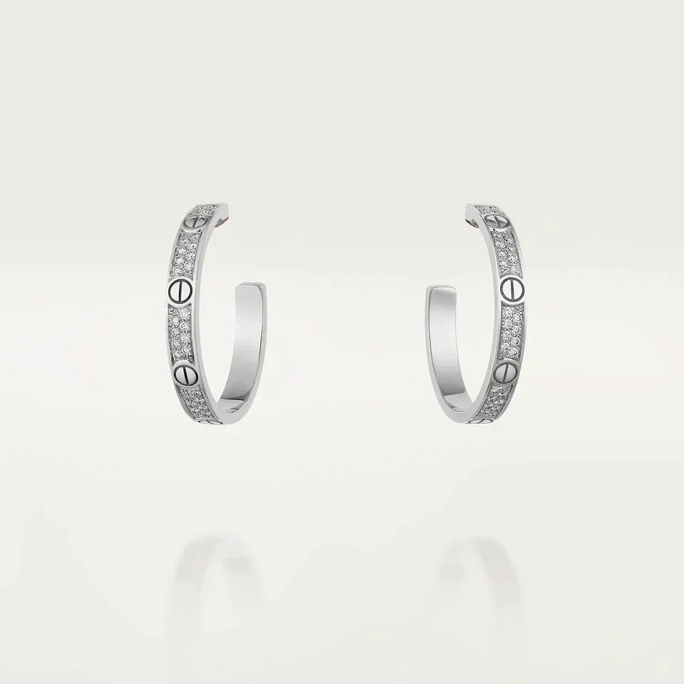 [Love Aura]LOVE DIAMOND SILVER HOOP EARRINGS