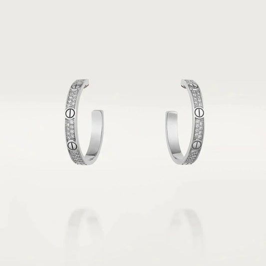 [Love Aura]LOVE DIAMOND SILVER HOOP EARRINGS