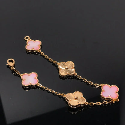 [Love Aura] CLOVER 5 MOTIFS  PINK MOP BRACELET COLLECTION