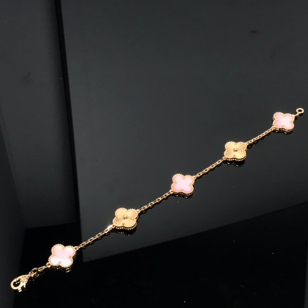 [Love Aura]CLOVER BRACELET 5 MOTIF PINK AND PINK GOLD