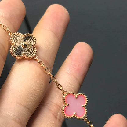 [Love Aura] CLOVER 5 MOTIFS  PINK MOP BRACELET COLLECTION