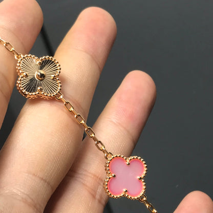 [Love Aura]CLOVER BRACELET 5 MOTIF PINK AND PINK GOLD