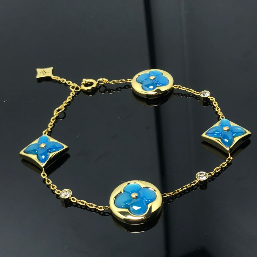 [Love Aura]STAR AND SUN 4 MOTIF BLUE BRACELET