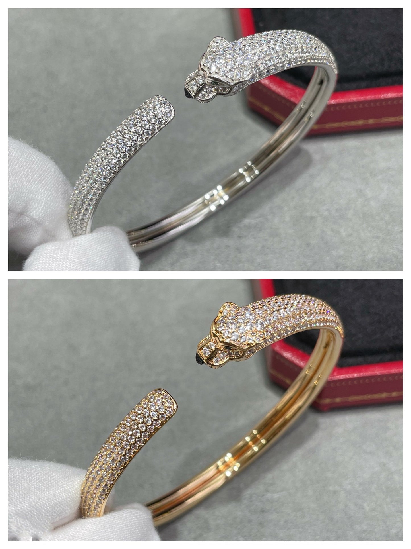 [Love Aura]PANTHERE FULL DIAMOND OPEN BRACELET
