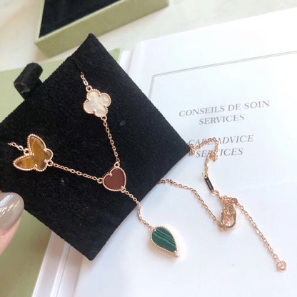 [Love Aura]LUCKY SPRING 4 MOTIFS ROSE GOLD NECKLACE