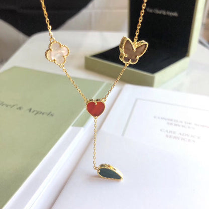 [Love Aura]LUCKY SPRING 4 MOTIFS ROSE GOLD NECKLACE